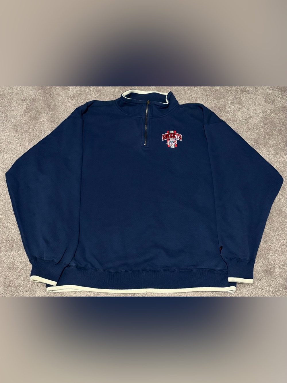 VTG 90s Houston Rockets Pro Player Quarter Zip Pullover Sweater Mens Size 2XL